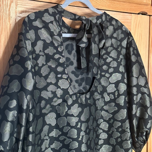 TOPSHOP Bubble Leopard Print Metallic Open Back Mini Dress - Size 8 RUNS BIG - Picture 3 of 4